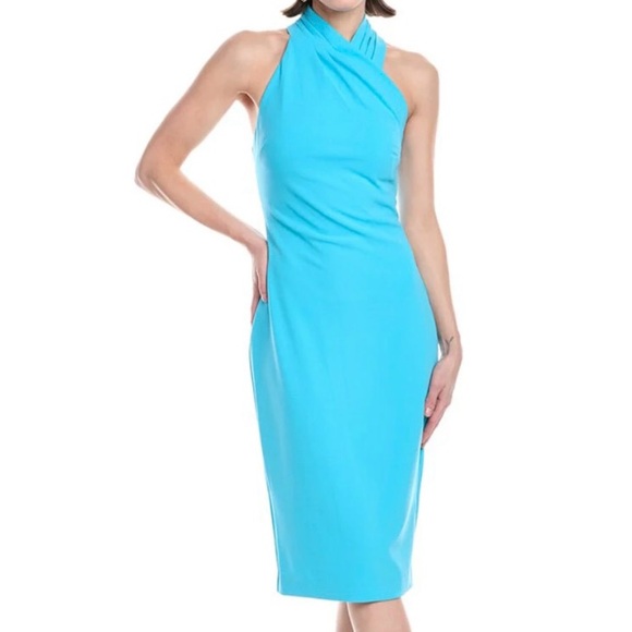 🆕 Rachel Roy Aqua Blue Bodycon Midi Cocktail Dress XL NWT Wedding Party Evening - Picture 1 of 17